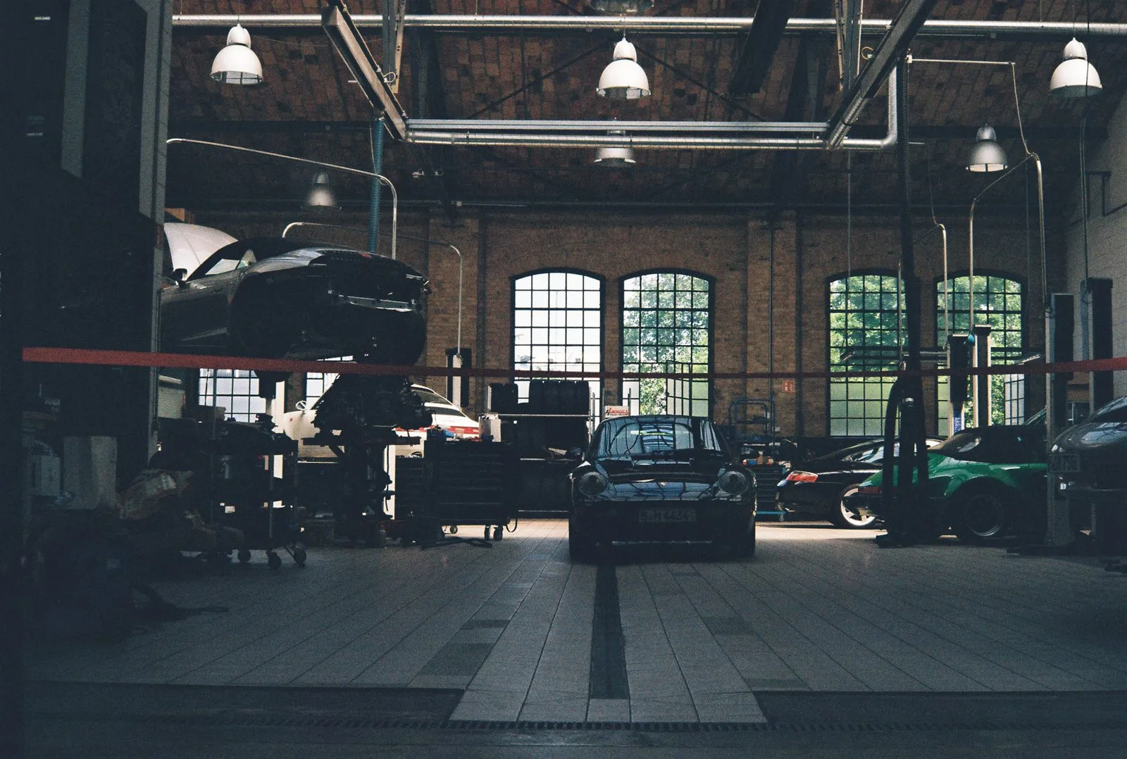 Berlin classic car workshop with arched windows