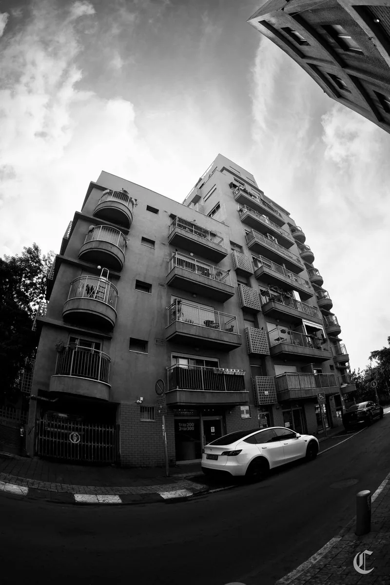 Apartment block corner with round balconies